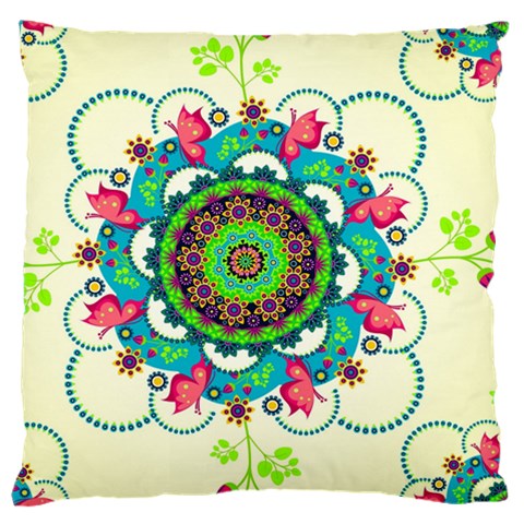 Mandala Flowers, Abstract, Butterflies, Floral, Pattern Large Cushion Case (One Side) from ArtsNow.com Front