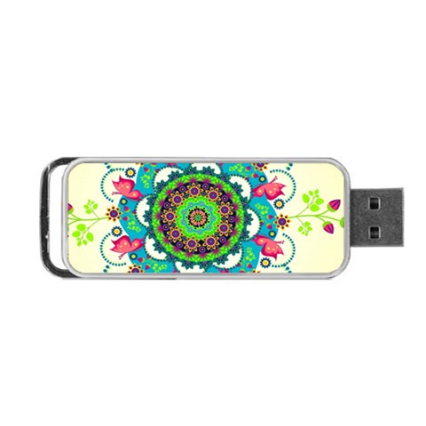 Mandala Flowers, Abstract, Butterflies, Floral, Pattern Portable USB Flash (One Side) from ArtsNow.com Front