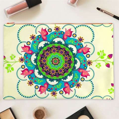 Mandala Flowers, Abstract, Butterflies, Floral, Pattern Cosmetic Bag (XXL) from ArtsNow.com Front