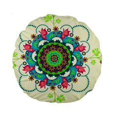 Mandala Flowers, Abstract, Butterflies, Floral, Pattern Standard 15  Premium Round Cushions from ArtsNow.com Back