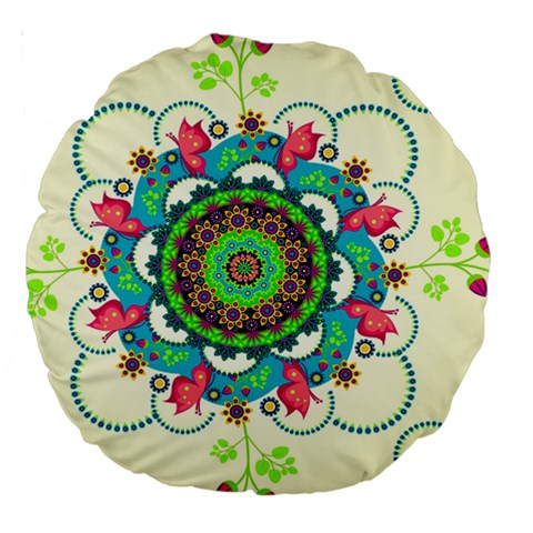 Mandala Flowers, Abstract, Butterflies, Floral, Pattern Large 18  Premium Round Cushions from ArtsNow.com Front