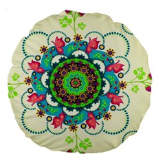 Mandala Flowers, Abstract, Butterflies, Floral, Pattern Large 18  Premium Round Cushions from ArtsNow.com Back