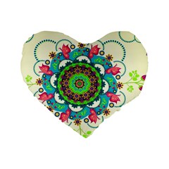 Mandala Flowers, Abstract, Butterflies, Floral, Pattern Standard 16  Premium Heart Shape Cushions from ArtsNow.com Front