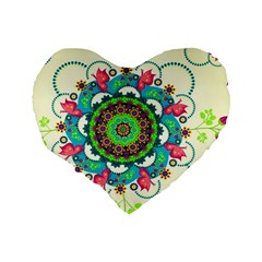 Mandala Flowers, Abstract, Butterflies, Floral, Pattern Standard 16  Premium Heart Shape Cushions from ArtsNow.com Back