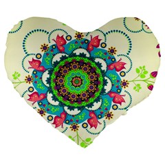 Mandala Flowers, Abstract, Butterflies, Floral, Pattern Large 19  Premium Heart Shape Cushions from ArtsNow.com Front