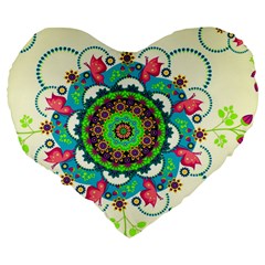 Mandala Flowers, Abstract, Butterflies, Floral, Pattern Large 19  Premium Heart Shape Cushions from ArtsNow.com Back