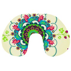 Mandala Flowers, Abstract, Butterflies, Floral, Pattern Travel Neck Pillow from ArtsNow.com Front