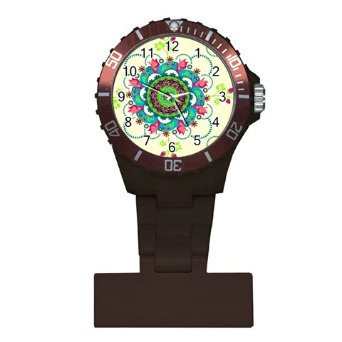 Mandala Flowers, Abstract, Butterflies, Floral, Pattern Plastic Nurses Watch from ArtsNow.com Front