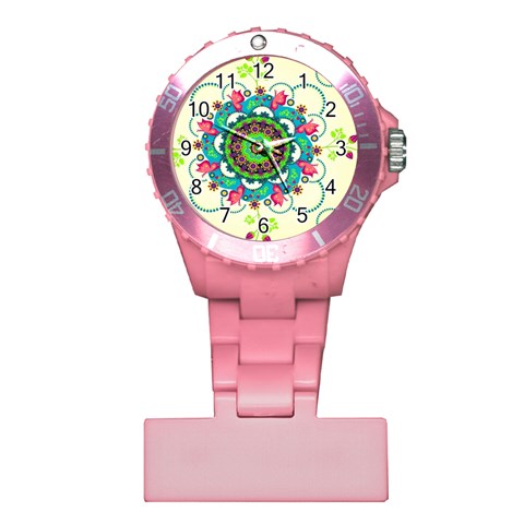 Mandala Flowers, Abstract, Butterflies, Floral, Pattern Plastic Nurses Watch from ArtsNow.com Front