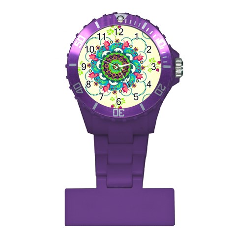 Mandala Flowers, Abstract, Butterflies, Floral, Pattern Plastic Nurses Watch from ArtsNow.com Front