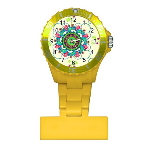 Mandala Flowers, Abstract, Butterflies, Floral, Pattern Plastic Nurses Watch from ArtsNow.com Front