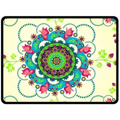 Mandala Flowers, Abstract, Butterflies, Floral, Pattern Two Sides Fleece Blanket (Large) from ArtsNow.com 80 x60  Blanket Front