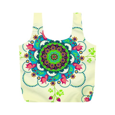 Mandala Flowers, Abstract, Butterflies, Floral, Pattern Full Print Recycle Bag (M) from ArtsNow.com Front