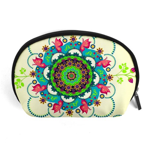 Mandala Flowers, Abstract, Butterflies, Floral, Pattern Accessory Pouch (Large) from ArtsNow.com Front