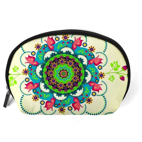 Mandala Flowers, Abstract, Butterflies, Floral, Pattern Accessory Pouch (Large) from ArtsNow.com Back