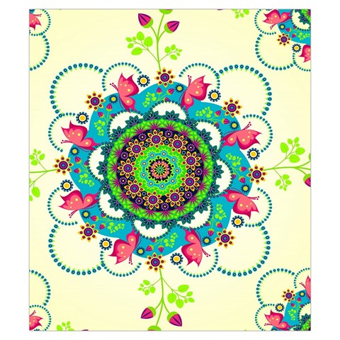 Mandala Flowers, Abstract, Butterflies, Floral, Pattern Drawstring Pouch (Small) from ArtsNow.com Back