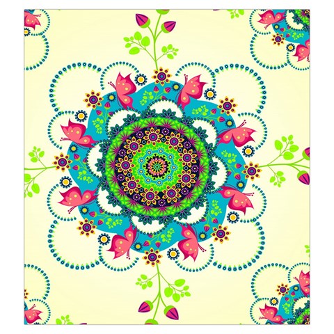 Mandala Flowers, Abstract, Butterflies, Floral, Pattern Drawstring Pouch (Large) from ArtsNow.com Front