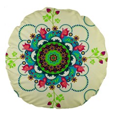 Mandala Flowers, Abstract, Butterflies, Floral, Pattern Large 18  Premium Flano Round Cushions from ArtsNow.com Front