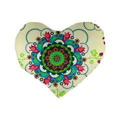 Mandala Flowers, Abstract, Butterflies, Floral, Pattern Standard 16  Premium Flano Heart Shape Cushions from ArtsNow.com Back