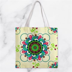 Mandala Flowers, Abstract, Butterflies, Floral, Pattern Zipper Grocery Tote Bag from ArtsNow.com Front