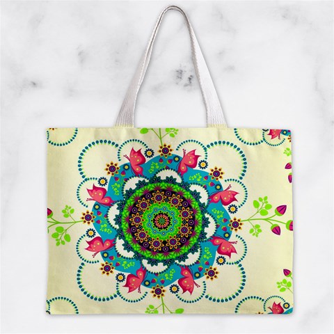 Mandala Flowers, Abstract, Butterflies, Floral, Pattern Zipper Mini Tote Bag from ArtsNow.com Back