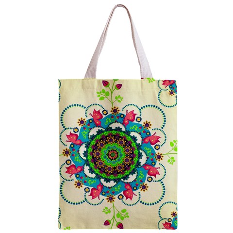 Mandala Flowers, Abstract, Butterflies, Floral, Pattern Zipper Classic Tote Bag from ArtsNow.com Front