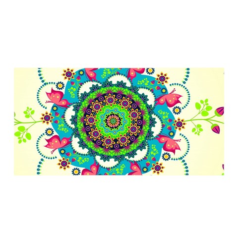 Mandala Flowers, Abstract, Butterflies, Floral, Pattern Satin Wrap 35  x 70  from ArtsNow.com Front