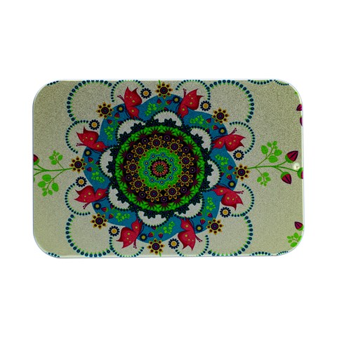 Mandala Flowers, Abstract, Butterflies, Floral, Pattern Open Lid Metal Box (Silver)   from ArtsNow.com Front