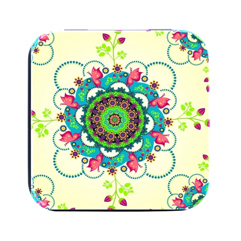 Mandala Flowers, Abstract, Butterflies, Floral, Pattern Square Metal Box (Black) from ArtsNow.com Front