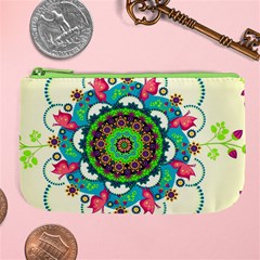 Mandala Flowers, Abstract, Butterflies, Floral, Pattern Large Coin Purse from ArtsNow.com Front