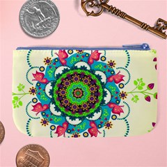 Mandala Flowers, Abstract, Butterflies, Floral, Pattern Large Coin Purse from ArtsNow.com Back