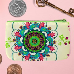 Mandala Flowers, Abstract, Butterflies, Floral, Pattern Large Coin Purse from ArtsNow.com Back