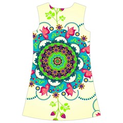 Mandala Flowers, Abstract, Butterflies, Floral, Pattern Kids  Short Sleeve Velvet Dress from ArtsNow.com Back