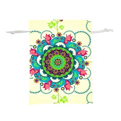 Mandala Flowers, Abstract, Butterflies, Floral, Pattern Lightweight Drawstring Pouch (S) from ArtsNow.com Front