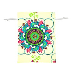 Mandala Flowers, Abstract, Butterflies, Floral, Pattern Lightweight Drawstring Pouch (L) from ArtsNow.com Front