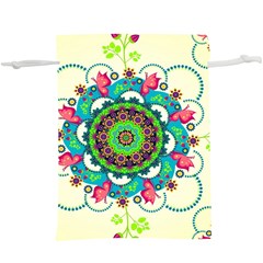 Mandala Flowers, Abstract, Butterflies, Floral, Pattern Lightweight Drawstring Pouch (XL) from ArtsNow.com Back