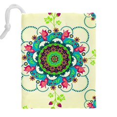 Mandala Flowers, Abstract, Butterflies, Floral, Pattern Drawstring Pouch (4XL) from ArtsNow.com Back