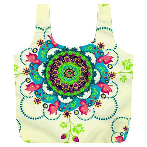 Mandala Flowers, Abstract, Butterflies, Floral, Pattern Full Print Recycle Bag (XXL) from ArtsNow.com Front