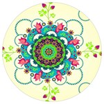 Mandala Flowers, Abstract, Butterflies, Floral, Pattern Round Trivet