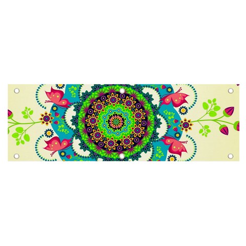 Mandala Flowers, Abstract, Butterflies, Floral, Pattern Banner and Sign 6  x 2  from ArtsNow.com Front