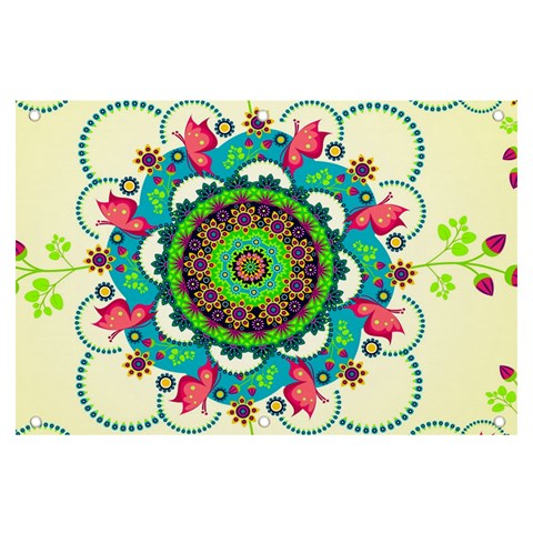 Mandala Flowers, Abstract, Butterflies, Floral, Pattern Banner and Sign 6  x 4  from ArtsNow.com Front