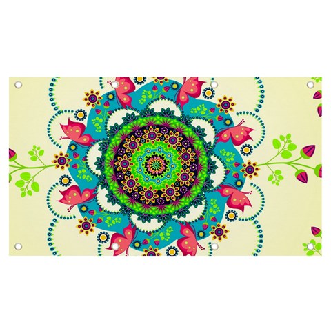 Mandala Flowers, Abstract, Butterflies, Floral, Pattern Banner and Sign 7  x 4  from ArtsNow.com Front