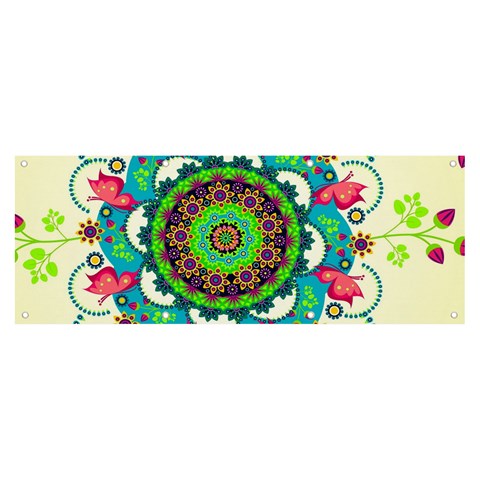 Mandala Flowers, Abstract, Butterflies, Floral, Pattern Banner and Sign 8  x 3  from ArtsNow.com Front