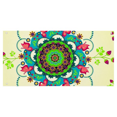 Mandala Flowers, Abstract, Butterflies, Floral, Pattern Banner and Sign 8  x 4  from ArtsNow.com Front