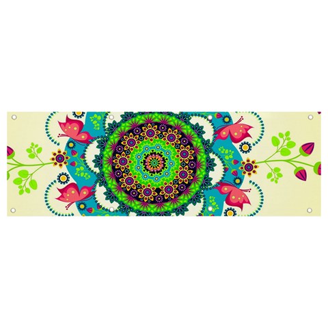 Mandala Flowers, Abstract, Butterflies, Floral, Pattern Banner and Sign 9  x 3  from ArtsNow.com Front