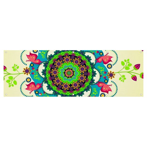 Mandala Flowers, Abstract, Butterflies, Floral, Pattern Banner and Sign 12  x 4  from ArtsNow.com Front