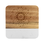 Mandala Flowers, Abstract, Butterflies, Floral, Pattern Marble Wood Coaster (Square)