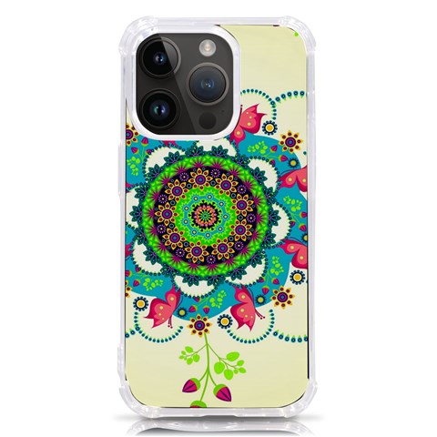 Mandala Flowers, Abstract, Butterflies, Floral, Pattern iPhone 14 Pro TPU UV Print Case from ArtsNow.com Front