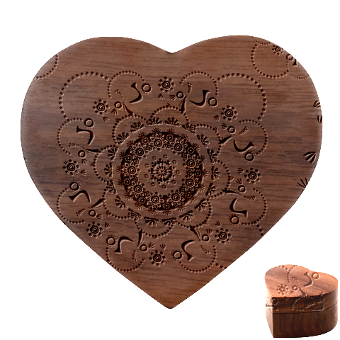 Mandala Flowers, Abstract, Butterflies, Floral, Pattern Heart Wood Jewelry Box from ArtsNow.com Front