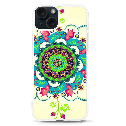 Mandala Flowers, Abstract, Butterflies, Floral, Pattern iPhone 15 TPU UV Print Case from ArtsNow.com Front